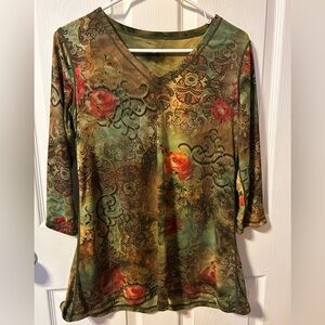 Olive Green and Gold Printed Tunic